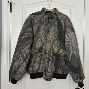 Vtg Classics Realtree Camo Bomber Jacket Mens Large Brown Gorpcore Made USA